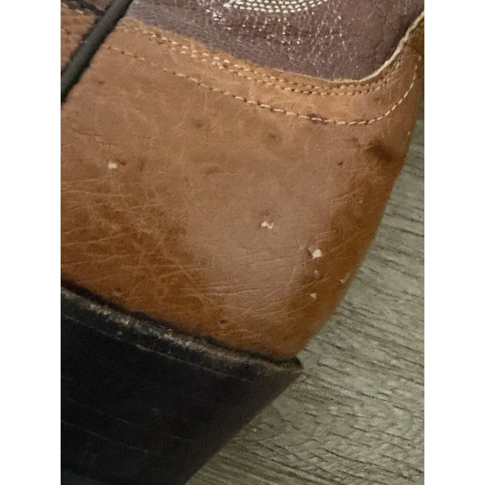 Luchesse 2000 Mens Western Cowboy Boots Brown Leather Embroidered US Size 10D